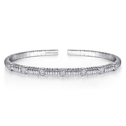 14K White Gold Diamond Bangle