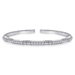 14K White Gold Diamond Bangle