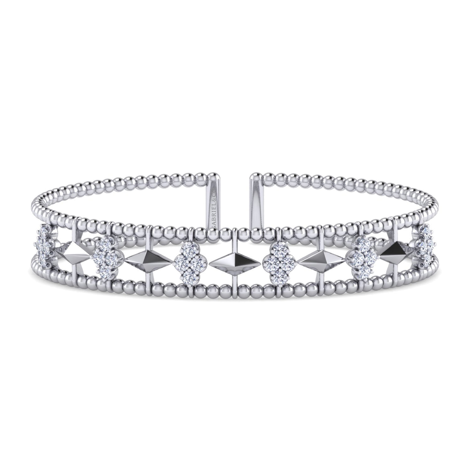 14K White Gold Diamond Bangle - Shot 1