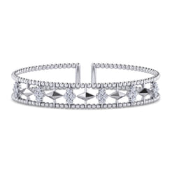 14K White Gold Diamond Bangle