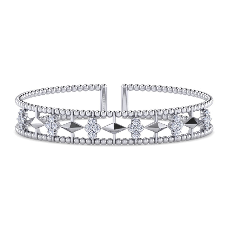 14K White Gold Diamond Bangle - Shot 1