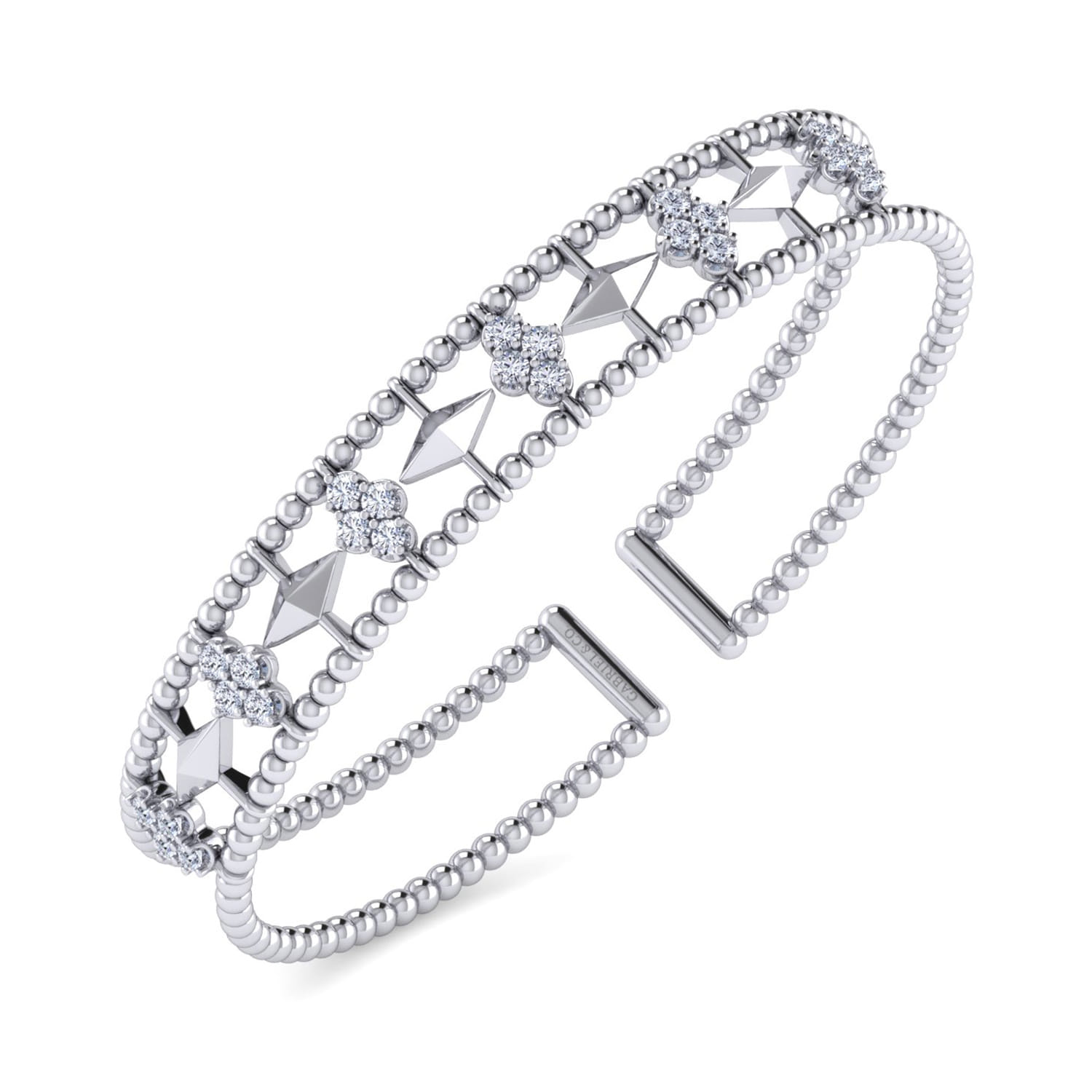 14K White Gold Diamond Bangle - Shot 2