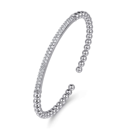 14K White Gold Diamond Bangle
