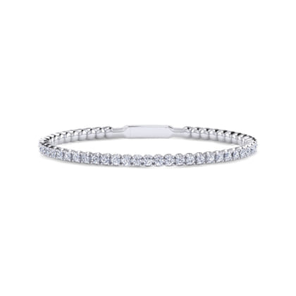 14K White Gold Diamond Bangle