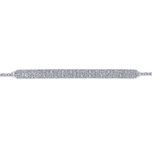 14K White Gold Diamond Bar Chain Bracelet - 0.3 ct - Shot 2