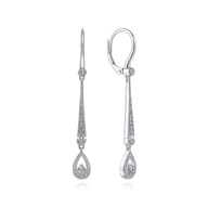 14K White Gold Diamond Bar Leverback Earrings
