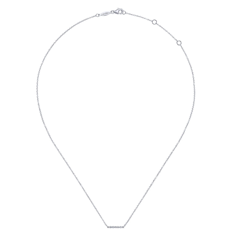 14K White Gold Diamond Bar Necklace - 0.08 ct - Shot 2