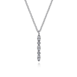 14K White Gold Diamond Bar Necklace