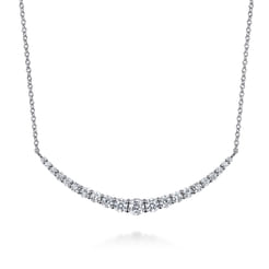 14K White Gold Diamond Bar Necklace