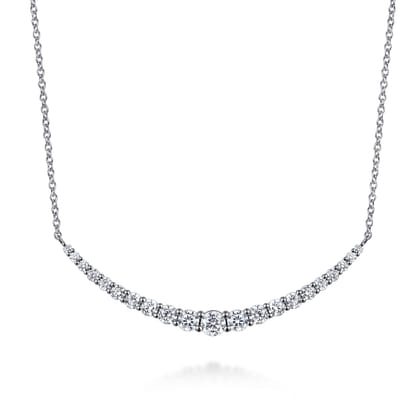 14K White Gold Diamond Bar Necklace