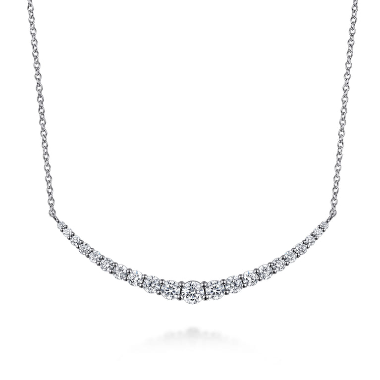 14K White Gold Diamond Bar Necklace - 1.5 ct - Shot 1