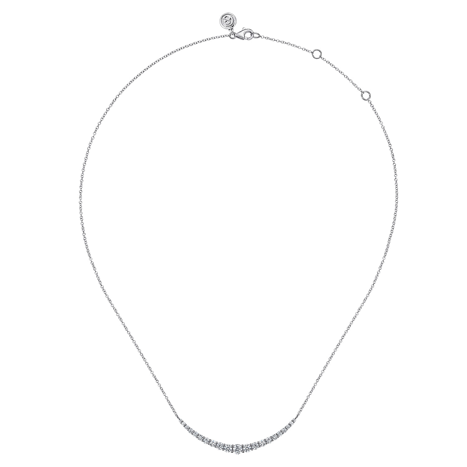 14K White Gold Diamond Bar Necklace