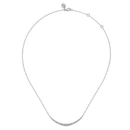 14K White Gold Diamond Bar Necklace