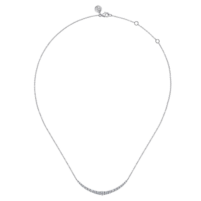 14K White Gold Diamond Bar Necklace - 1.5 ct - Shot 2