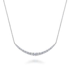 14K White Gold Diamond Bar Necklace