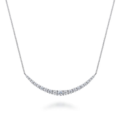 14K White Gold Diamond Bar Necklace
