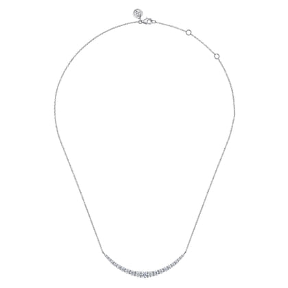 14K White Gold Diamond Bar Necklace