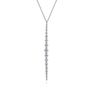 14K White Gold Diamond Bar Necklace