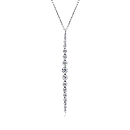 14K White Gold Diamond Bar Necklace