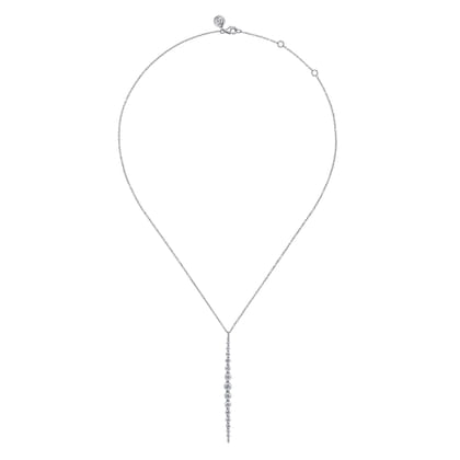 14K White Gold Diamond Bar Necklace