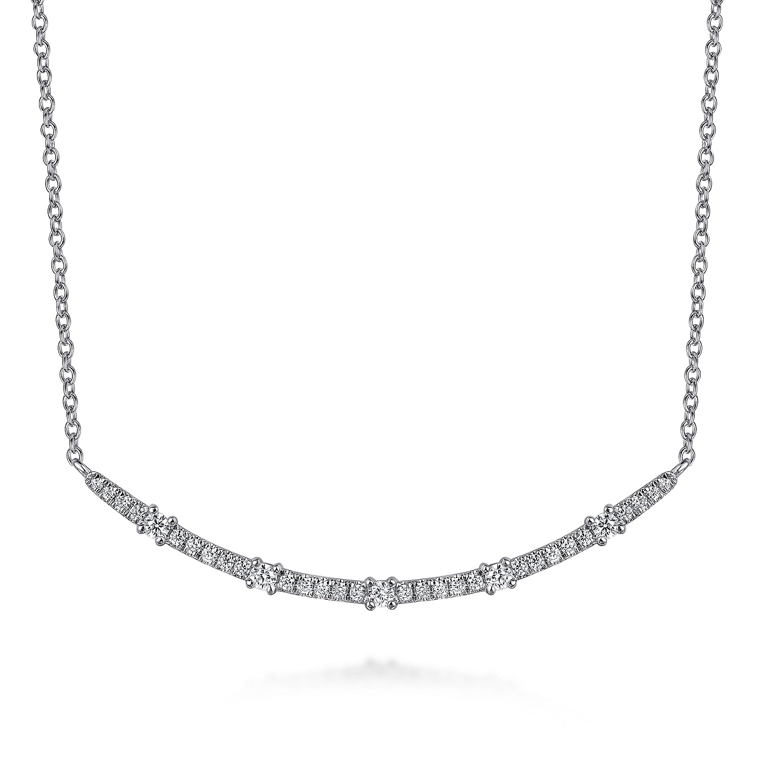 14K White Gold Diamond Bar Necklace