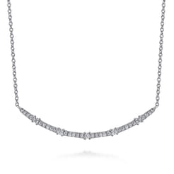 14K White Gold Diamond Bar Necklace