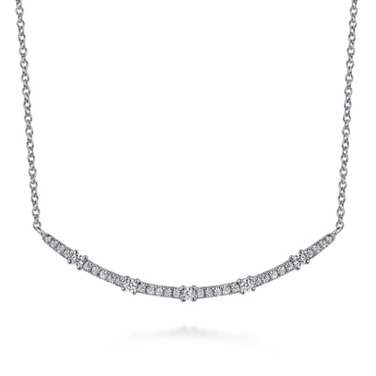 14K White Gold Diamond Bar Necklace