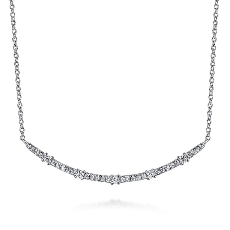 14K White Gold Diamond Bar Necklace - 0.3 ct - Shot 1