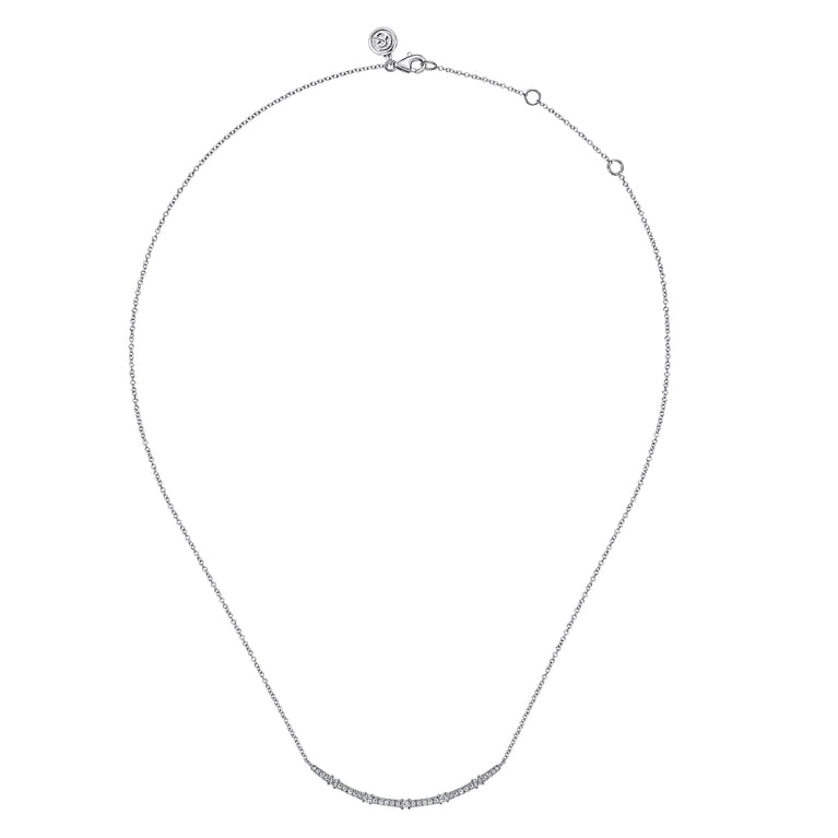 14K White Gold Diamond Bar Necklace - 0.3 ct - Shot 2