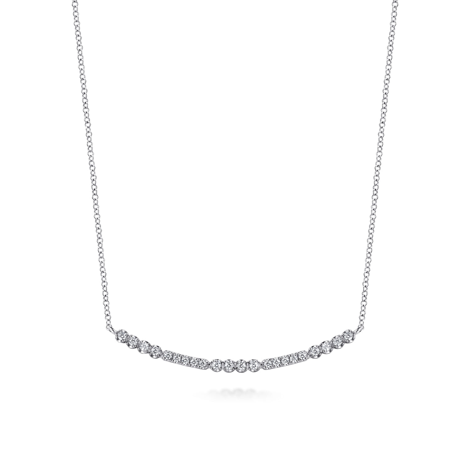 14K White Gold Diamond Bar Necklace - 0.25 ct - Shot 1
