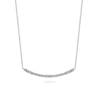 14K White Gold Diamond Bar Necklace
