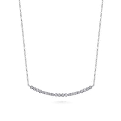 14K White Gold Diamond Bar Necklace