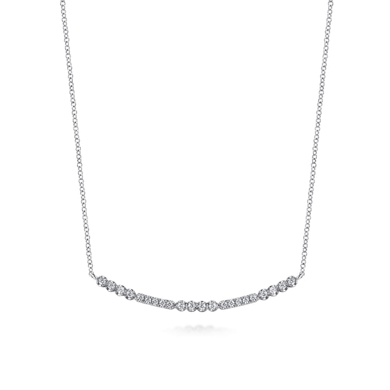14K White Gold Diamond Bar Necklace - 0.25 ct - Shot 1