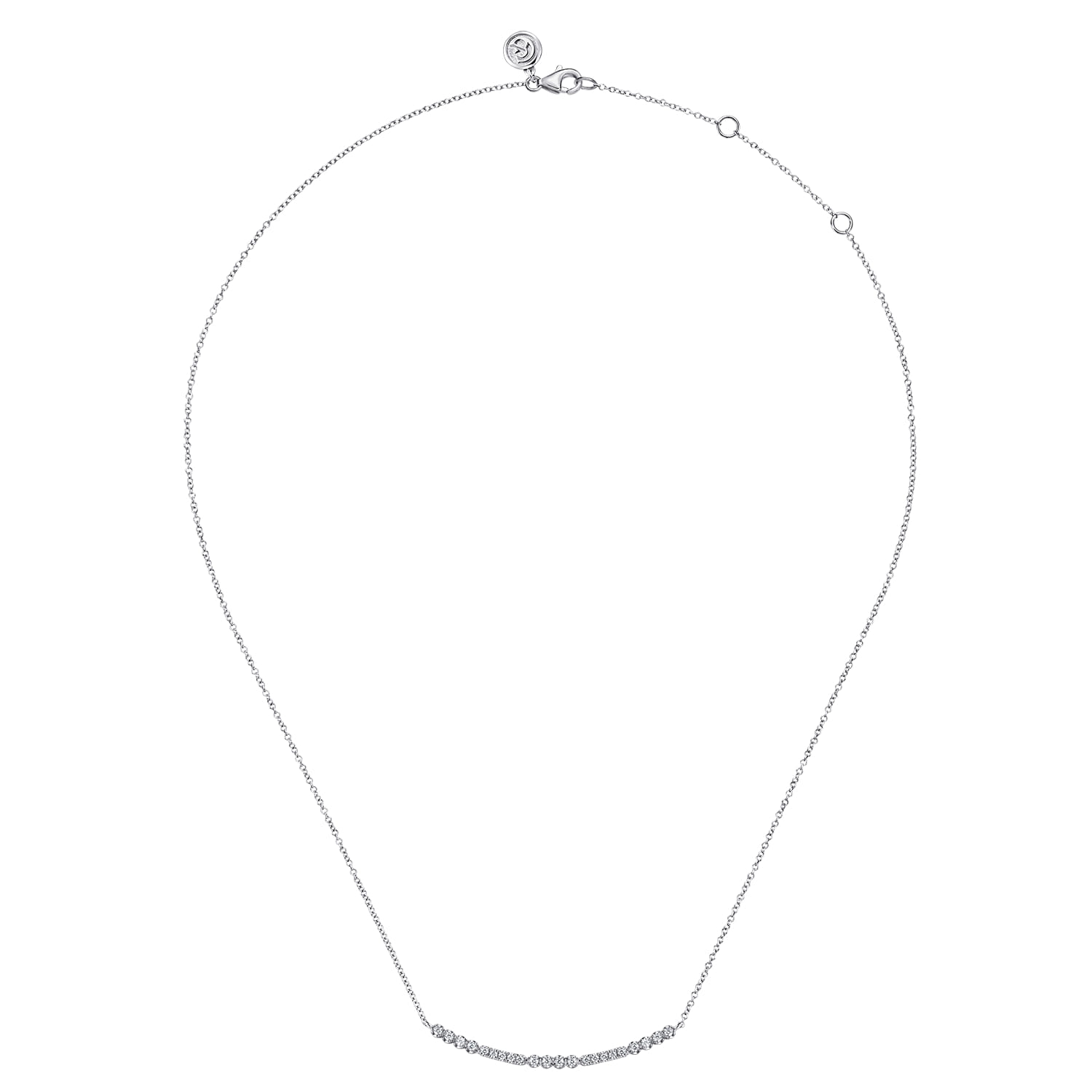 14K White Gold Diamond Bar Necklace - 0.25 ct - Shot 2
