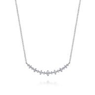 14K White Gold Diamond Bar Necklace