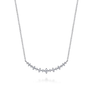 14K White Gold Diamond Bar Necklace