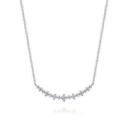 14K White Gold Diamond Bar Necklace
