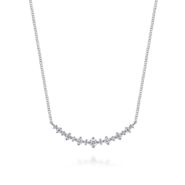 14K White Gold Diamond Bar Necklace - 0.45 ct - Shot 1