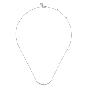 14K White Gold Diamond Bar Necklace