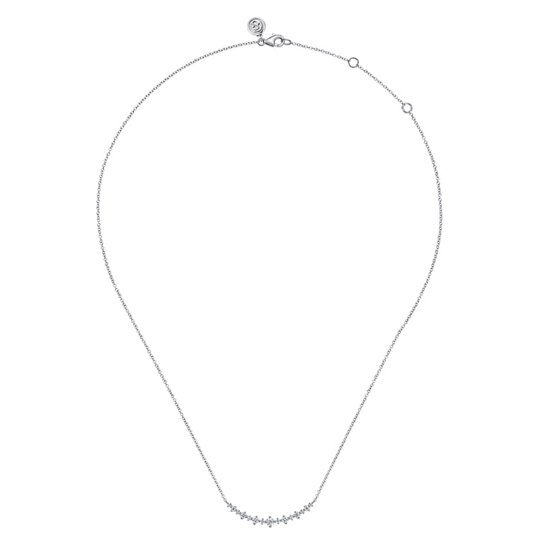 14K White Gold Diamond Bar Necklace - 0.45 ct - Shot 2