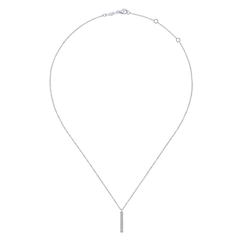 14K White Gold Diamond Bar Pendant Necklace - 0.07 ct - Shot 2