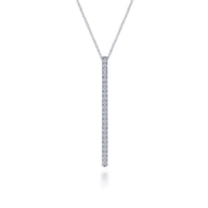 14K White Gold Diamond Bar Pendant Necklace