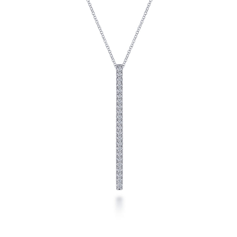 14K White Gold Diamond Bar Pendant Necklace - 0.5 ct - Shot 1