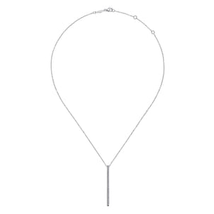 14K White Gold Diamond Bar Pendant Necklace