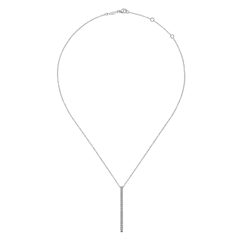 14K White Gold Diamond Bar Pendant Necklace - 0.5 ct - Shot 2