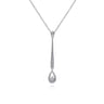 14K White Gold Diamond Bar and Teardrop Necklace - 0.17 ct