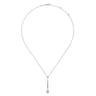 14K White Gold Diamond Bar and Teardrop Necklace - 0.17 ct
