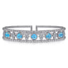 14K White Gold Diamond Blue Topz Bangle