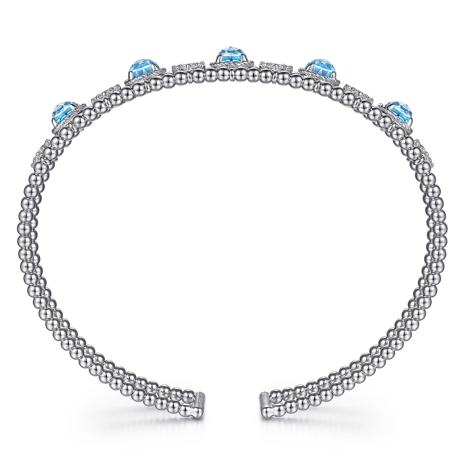 14K White Gold Diamond Blue Topz Bangle - Shot 3