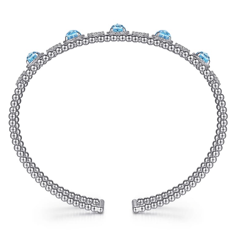 14K White Gold Diamond Blue Topz Bangle - Shot 3